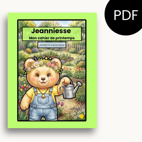 Page couverture du cahier d'activités de printemps. Éditions Plume Et Clochette