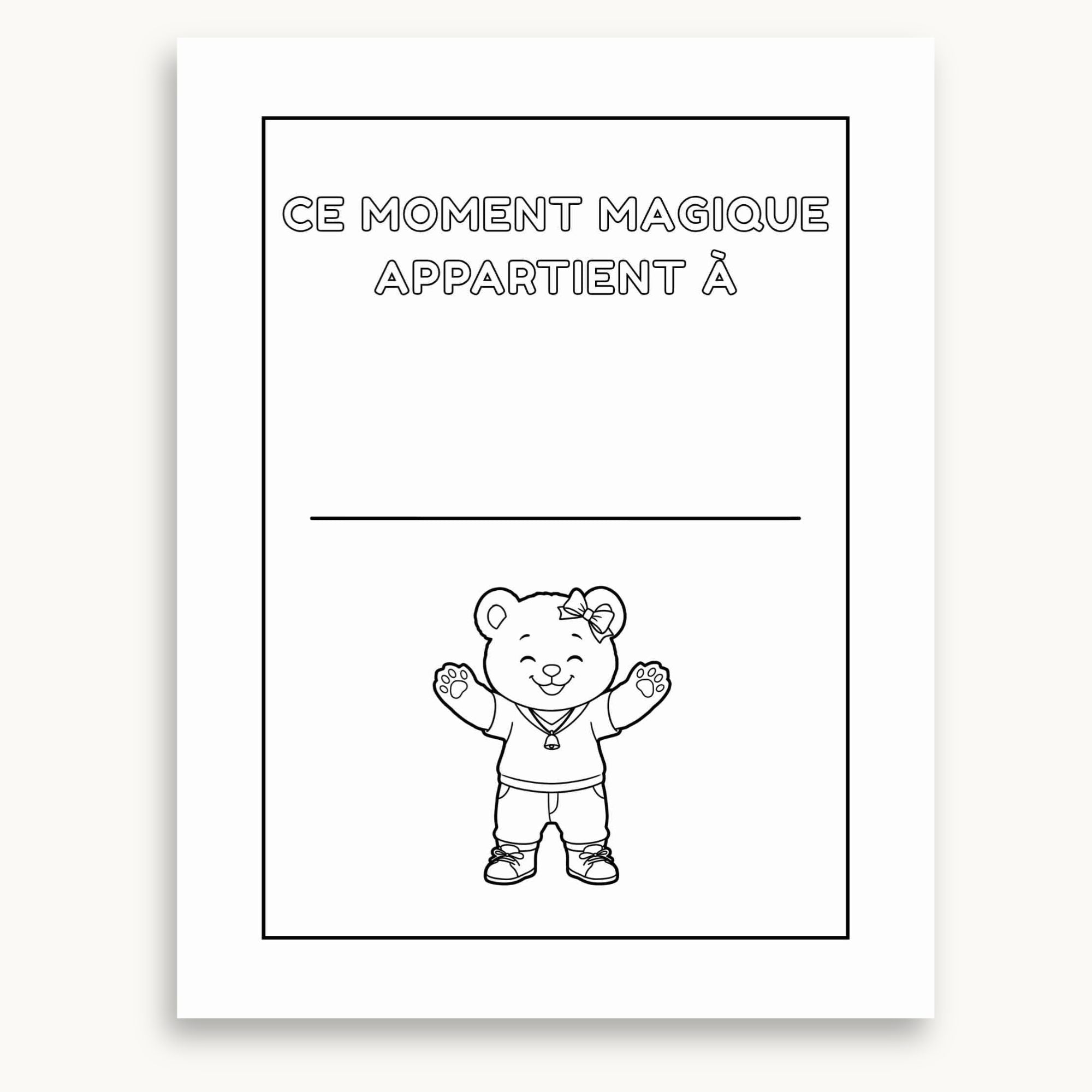 Page d'appartenance du cahier d'activtiés de printtemps. À imprimer, à personnaliser et à colorier. Éditions Plume Et Clochette