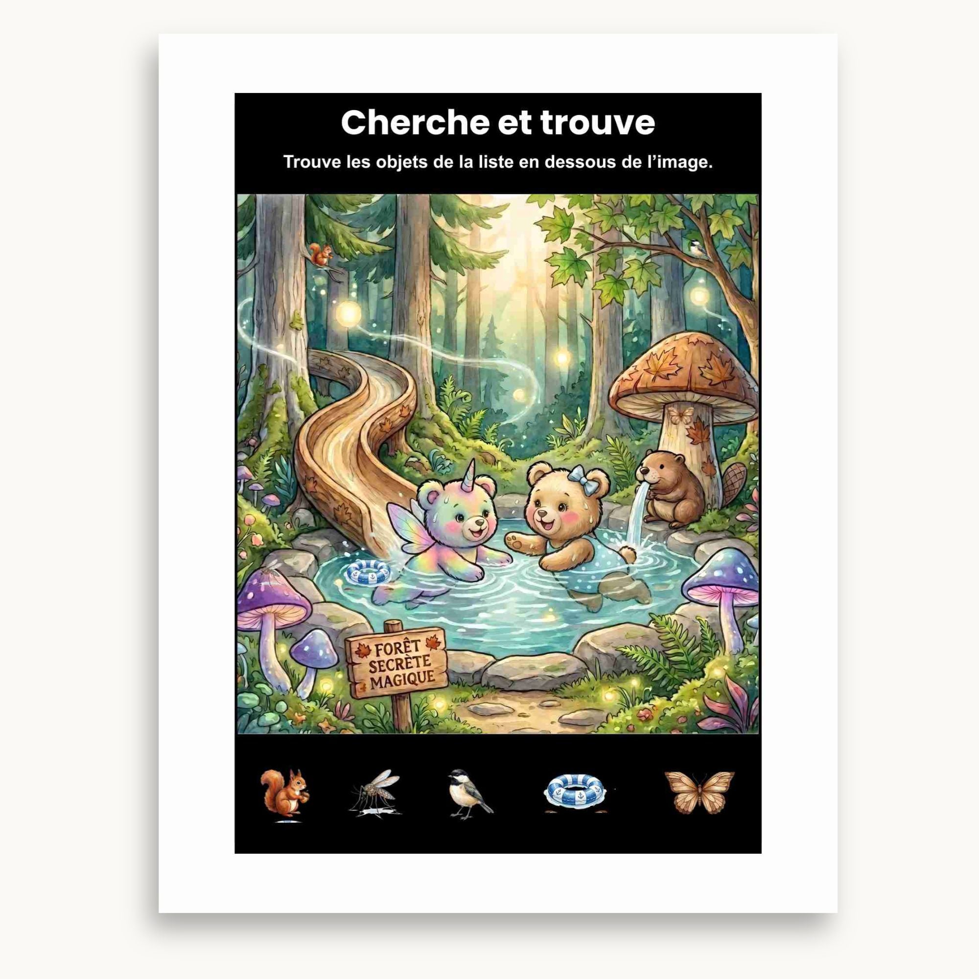 Page jeu cherche et trouve du cahier d'activités d'été à imprimer et à s'amuser. Éditions Plume Et Clochette