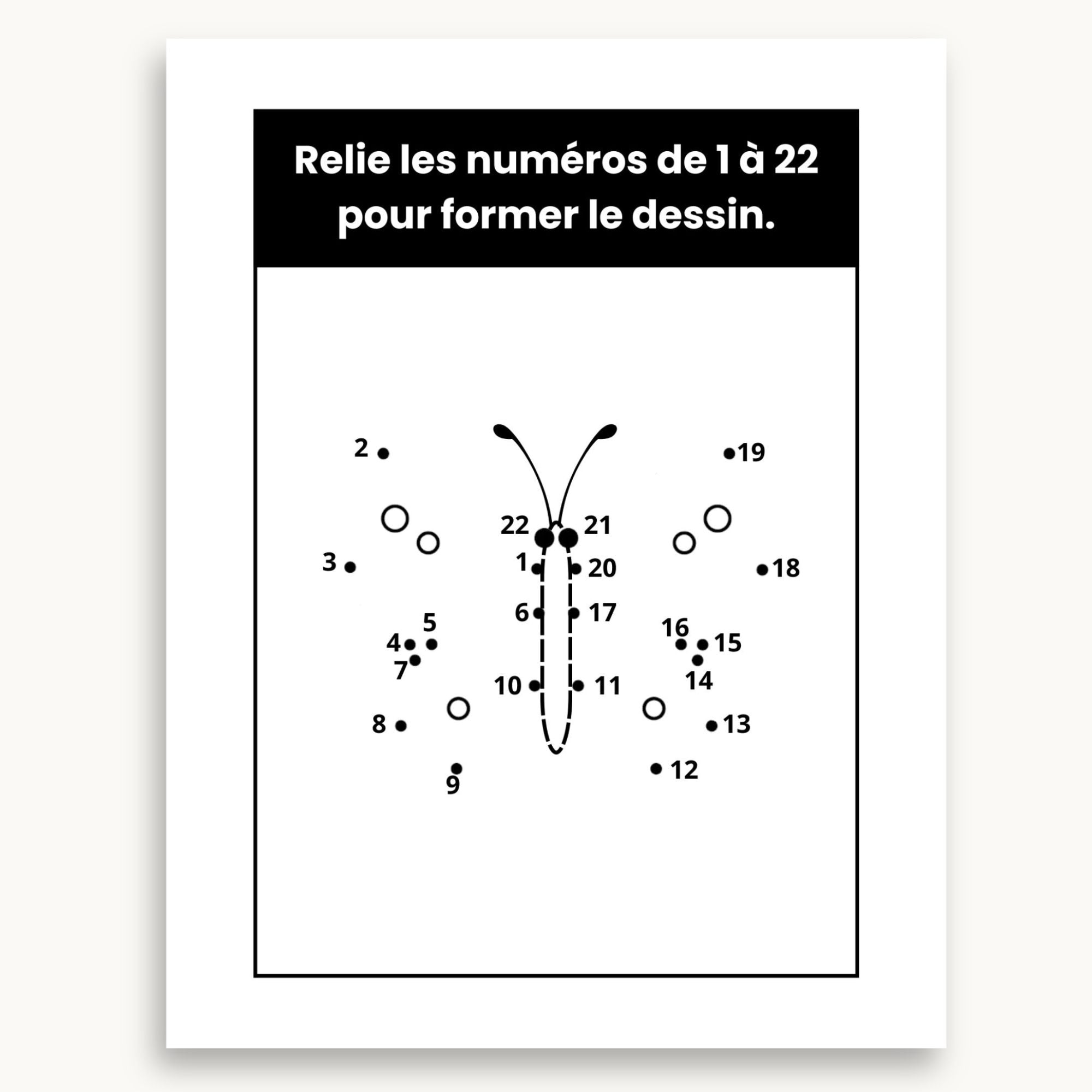 Page de jeu relie les numéro du cahier d'activités de printemps. À imprimer, à s'amuser et à colorier. Éditions Plume Et Clochette